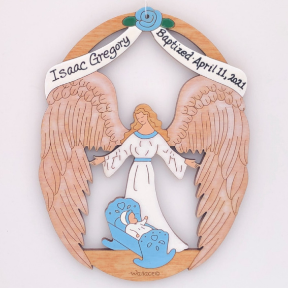 Baby's Baptism Ornament - Blue - Click Image to Close